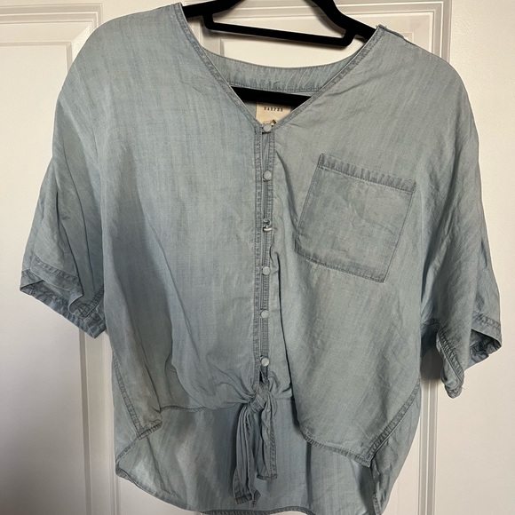 Tie-front denim shirt - Picture 1 of 3